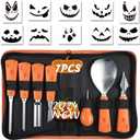 ENVEL Halloween Pumpkin Carving Kit, 7 Pcs Professional Stainless-Steel Pumpkin Tools Set Heavy-Duty Steel Cutting Easily for Art Crafts,Adults Kids