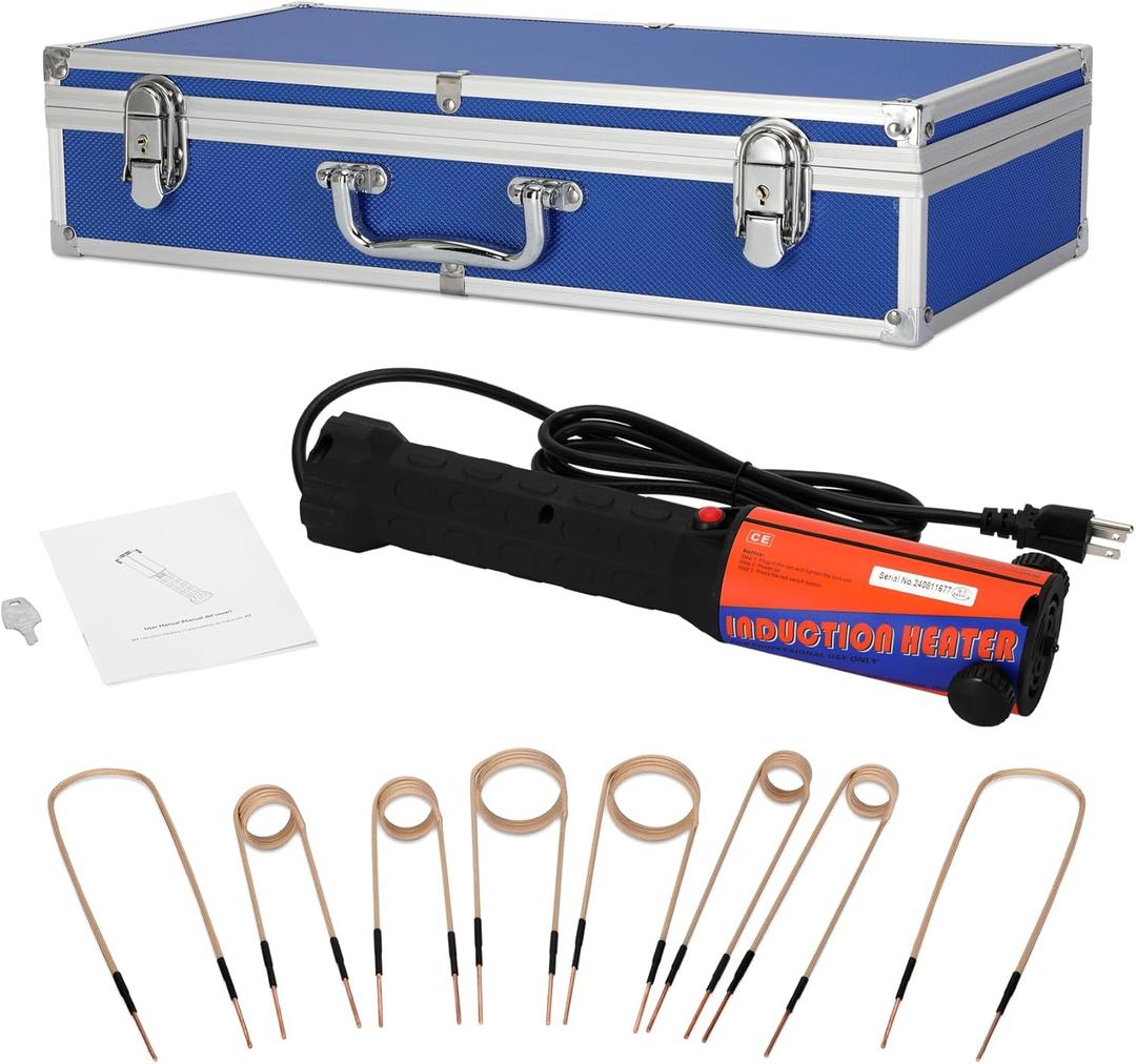 Magnetic Induction Heater Kit,Induction Heater Bolt Removal,1200W 110V Hand Held Induction Bolt Removal Tool for Rusty Screw Removing with 8 Coils and Box (Blue)