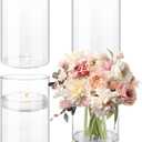 Glass Cylinder Vases 4 Pack Clear Flower Vase for Centerpieces 6 Inch Clear Wedding Hurricane Glass Vase Floating Candle Holder for Home Table Decor
