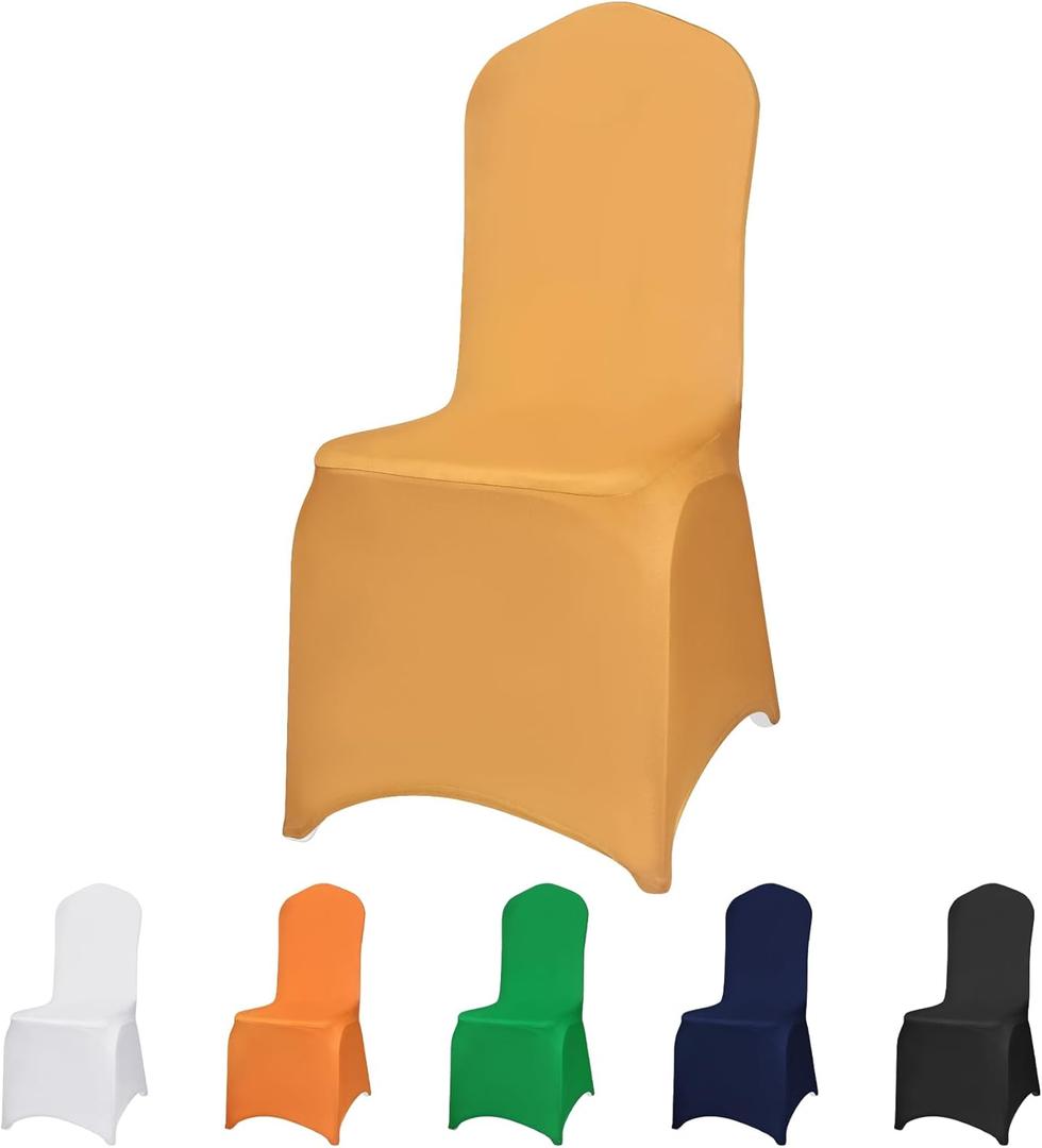 Banquet Chair Covers - 1PC Upgraded Stretch Dining Chair Covers - Protector for Wedding Holidays Banquet Party Celebration Event Hotel (Gold)