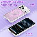 for iPhone 17 Pro Max Case, Compatible with MagSafe, Clear Bling Sparkly Shockproof Slim Anti-Slip Military Drop Protection Hard Phone Case, Glitter Purple