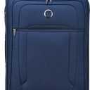 DELSEY PARIS Helium DLX Softside Expandable Luggage with Spinner Wheels, Navy Blue, Checked-Large 29 Inch