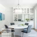 20.4''Drum Chandelier,5-Light Brushed Nickel Modern White Fabric Chandeliers,Farmhouse Round Pendant Light Fixture for Dining Room Kitchen Island Living Room Bedroom Hallway, 20.4in