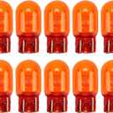 10 PCS T20 Halogen Bulbs, 12V W21/5W 7443 Dual Filament, Ultra-Bright Brake Light, Turn Signal Replacement, Universal for Cars, Trucks, SUVs (Amber Double Filament)