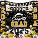 Gold Graduation Party Decorations Set - Class of 2025, Includes Congrats Grad Banner, Backdrop, 2025 Foil Balloons, Latex Balloons & More