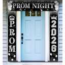 3 Pcs Prom Night Decorations 2026 Graduation Party Supplies Sliver Glitter Prom Send off Banner Porch Sign Backdrop for Photoshoot 2026 High School College Graduation Celebrations