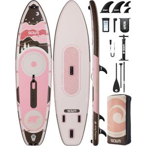 11'6"*35" Extra Wide Inflatable Stand Up Paddle Board, 450lb Capacity SUP with Center Fin for Beginners, Includes Adjustable Paddle, Pump, Backpack & Non-Slip Deck for Camping, RV & Adventure