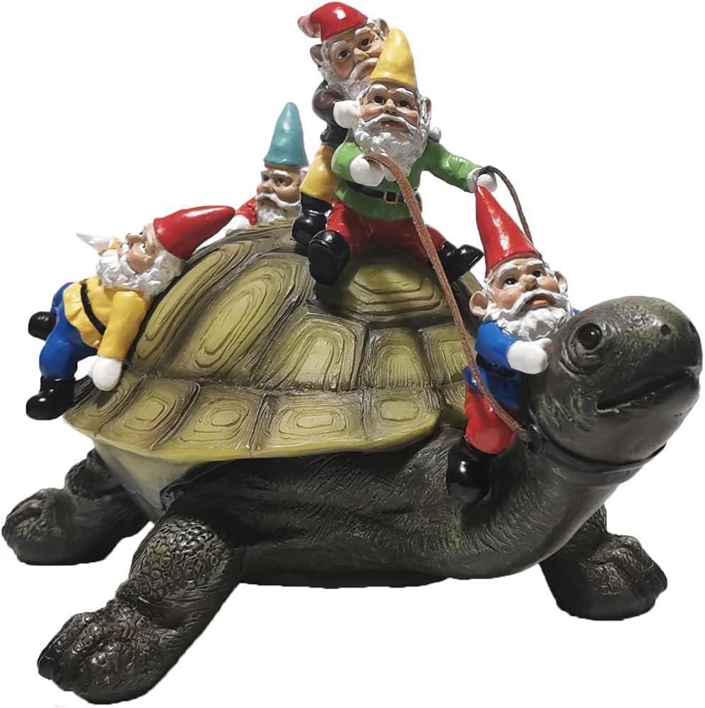 Sunthus Garden Gnome Turtle Statues Yard Art Resin Figurine Decorations Outdoor Garden Dcor (Green)