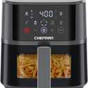 Chefman Air Fryer – 4 QT Compact Airfryer for Quick & Easy Meals, Features Hi-Fry Technology for Extra Crisp, Easy-View Window, Touch Controls with 4 Presets, Nonstick & Dishwasher Safe Basket - Grey