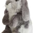 Living Nature Grey Sitting Lop Eared Rabbit Stuffed Animal | Fluffy Rabbit Animal | Soft Toy for Kids | 7 inches