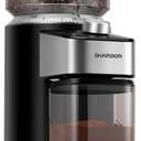 SHARDOR Professional Burr Coffee Grinder Electric with 40 Grind Settings for Home Use, 50 Seconds Adjustable Timer, for Espresso, Drip, Pour Over, and French Press, One-Touch Operation, Black