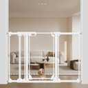 WAOWAO 40" Extra Tall Clear Acrylic Dog Gate 57.87-66.14" Wide Indoor White | Extra-Tall,Clear Acrylic Panel,Double-Lock,Pressure/Hardware Mount,Wall Cups,Ideal for Pet Stairs,Doorways,Hallways,Kitchen