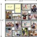 J.M.Deco Collage Picture Frames for Wall 16 Opening, Large Photo Frame Collage Wall Hanging for 4x6 Photo, Reunion Friends Family Memory, Christmas Gift - Grey
