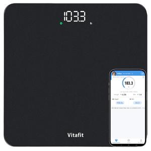 Vitafit Smart Digital Bathroom Scale for Body Weight, High Precision Assured by Weight Scale Professional Factory Since 2001, BMI with App, 400lb in 0.1lb, Spray Silver Black