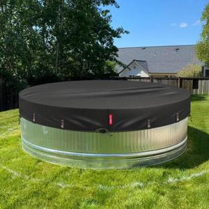 QH.HOME 8 Ft Round Pool Cover, Stock Tank Pool Covers for Above Ground Pools, Winter Pool Cover with Drawstring & Ground Nails, One-Piece Tear Resistant Durable Design, Windproof and Dustproof