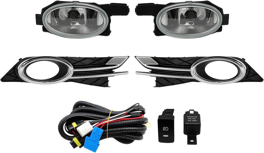 Nakkaa Front Fog Light Assembly Compatible with Odyssey Van 4-Door 2014-2017 with Passenger and Driver Side Lamp Cover and Wiring Harness and Switch HO2592137 HO2593137