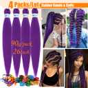 Dark Purple Braiding Hair Pre-stretched Yaik Straight 4 Packs/Lot Colored Synthetic Hair Extensions Crochet Braids for Black Women 90g/Pack 26 Inch