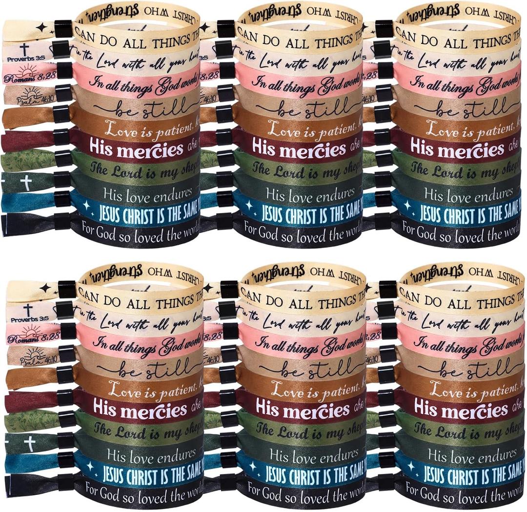 Wavwavw 200 Pcs Christian Bible Verse Ribbon Wristbands Bulk with Lock Scripture Disposable Inspirational Religious Bracelets Band for Church Events Supply Vbs Group Party Favors