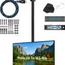 Cheetah Ceiling TV Mount for 37-86 Inch TVs, Max 165lb, VESA 600 and Full 64" Extension Supports Newer Displays up to 100", Bracket Mounts Flat, Vaulted or in-Ceiling, 360 Swivel and 15 Degree Tilt