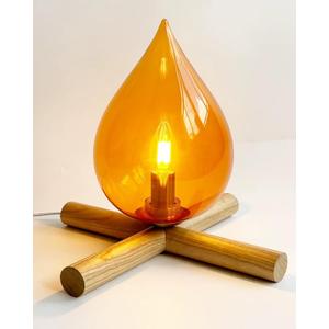 Campfire Table Lamp, Funky Lamps Cute Orange Glass Shade with Wooden Base, Unique Novelty Retro Cozy Night Light for Bedroom, Living Room, Or Cabin Decor  Warm Ambient Vintage Lighting Campfire Table Lamp, Funky Lamps Cute Orange Glass Shade with Wooden Base, Unique Novelty Retro Cozy Night Light for Bedroom, Living Room, Or Cabin Decor  Warm Ambient Vintage Lighting