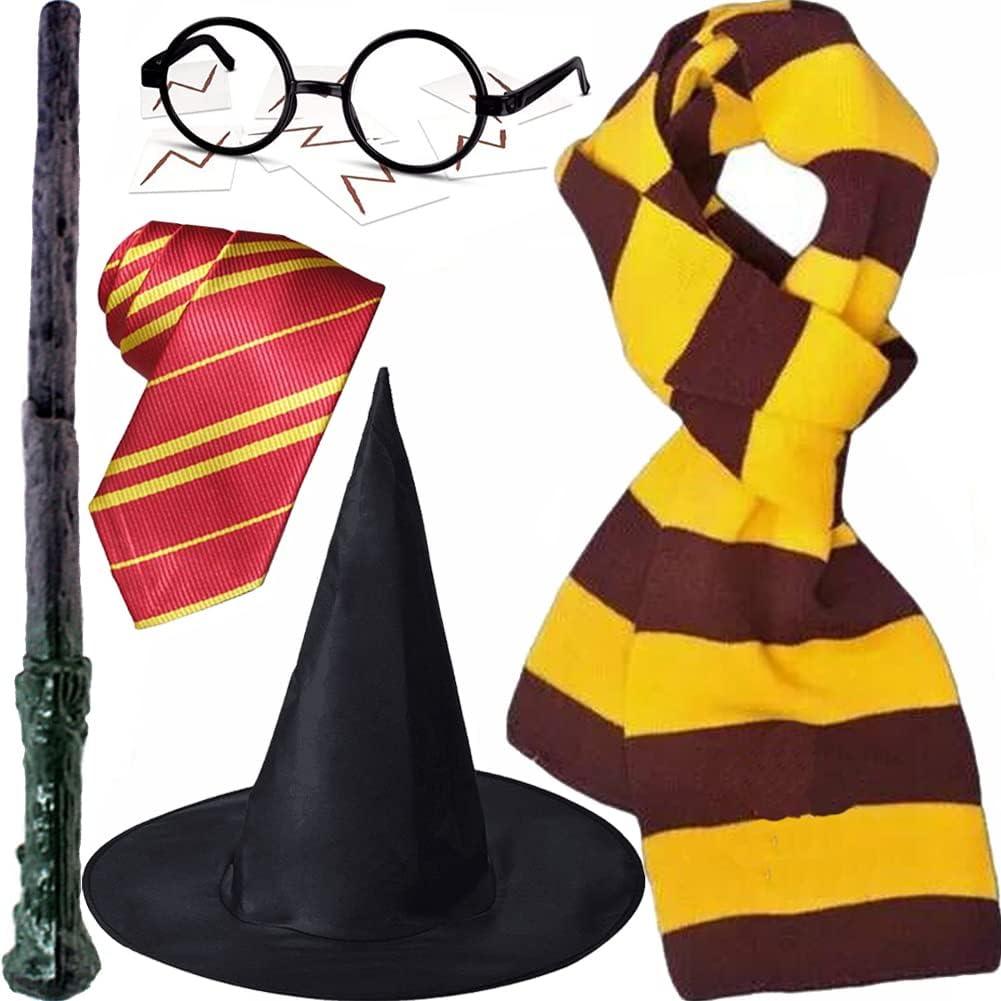 15Pcs Tie Costume Striped Scarf Necktie Wand Wizard Glasses Hat Lightning Bolt Tattoos Halloween Cosplay Party Supplies Accessories for Kids and Adults 15Pcs Tie Costume Striped Scarf Necktie Wand Wizard Glasses Hat Lightning Bolt Tattoos Halloween Cosplay Party Supplies Accessories for Kids and Adults