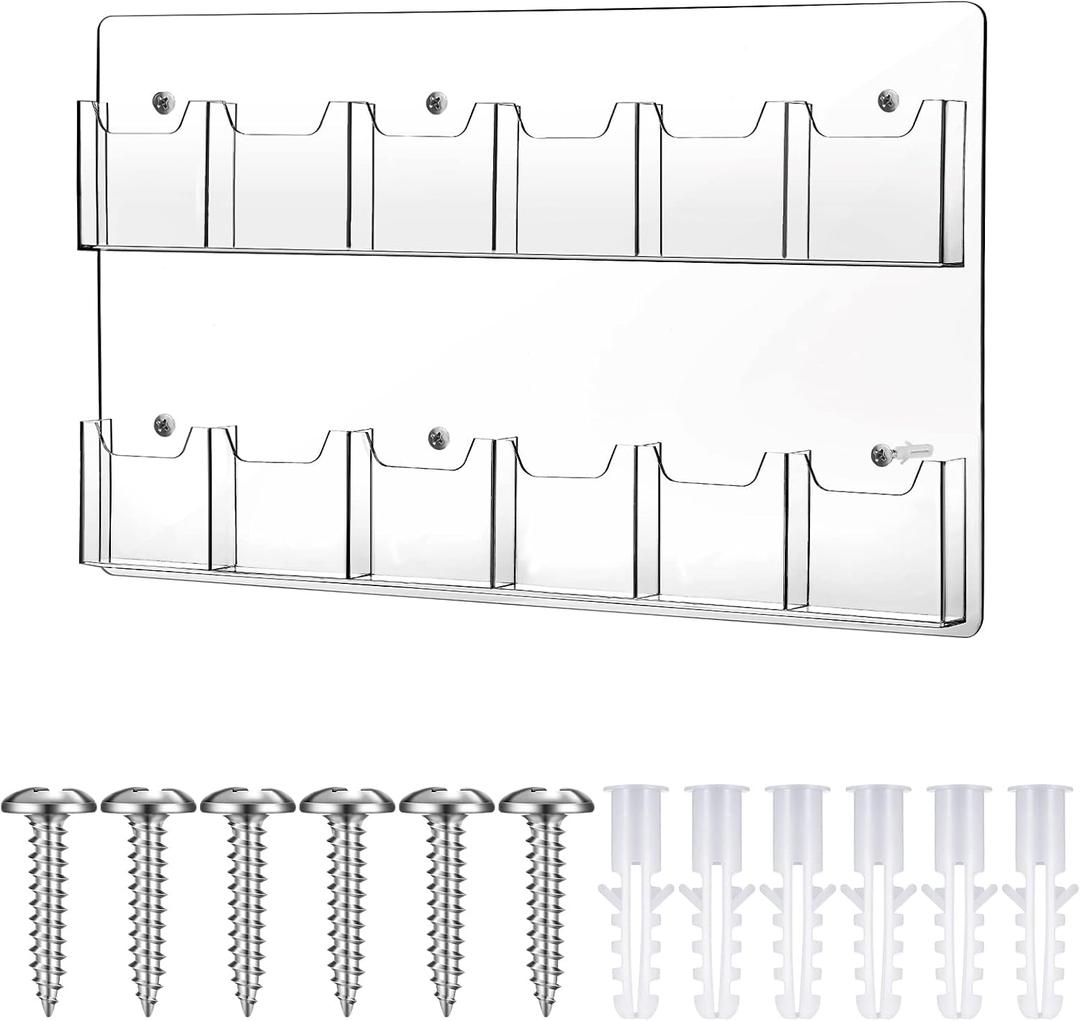 Eersida Acrylic Brochure Pamphlet Holder Brochure Display Stand Business Tri Fold Multi Slot Holder Rack Wall Mount Clear Pocket Space Saver for Flyer Literature Menu Advertise(12 Pockets)