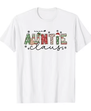 Auntie Claus Xmas Christmas Lights Pajama Family Matching T-Shirt 4XL White