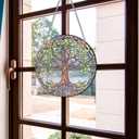 HOTIYOK Tree of Life Acrylic Window Hangings Big Tree Stained Glass Panels Window & Wall Decor for Indoor/Outdoor, Ideal Housewarming Gift Home Decor for Mom Grandma Wife Teacher