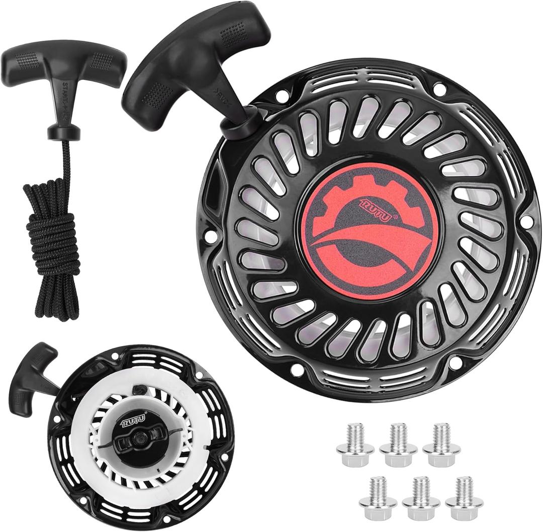 Recoil Starter for Predator 212 Coleman BT200X with Thicker Housing Pawl, RUTU Pull Starter Assembly Replacement for Honda GX160 GX200 5.5HP 6.5HP Small Engine Go Kart Mini Dirt Bike Black