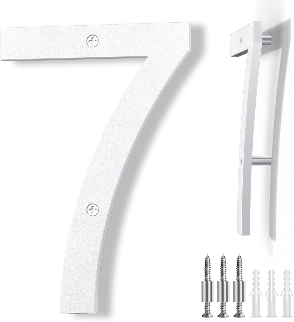 8 Inch Large Floating House Numbers, White Modern House Number for Outside, Home Address Numbers for Outdoor Garage Gate Wall Street (7)