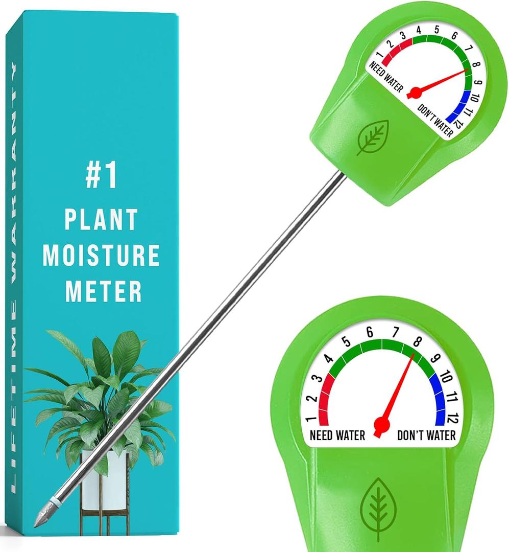GROWIT Plant Moisture Meter Houseplants - Accurate Plant Water Meter for Indoor Plants Soil Moisture Meter Stocking Stuffers Gift for Mom Dad Adults - No Battery Needed (1. Green (Most Popular))