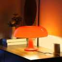 Orange Mushroom Lamp, Mid Century Modern Table Lamp for Bedroom, Minimalist Mushroom Decor Bedside Small Lamps, 2700K(Bulb Included, Plug Powered)