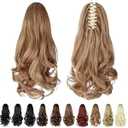 HEWEICSY Ponytail Extension, Clip on Ponytails for Women, 14" Claw Clip in Short Curly Wavy Pony Hair Extension for Women - Blonde
