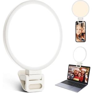 Upgraded Full Screen Ring Light 60 LED Side Emitting Anti-Glare Clip-on Light for Phone iPhone Computer Laptop Monitor, 3 Light Modes for Live Streaming, Selfie, Zoom Video Conference,TikTok