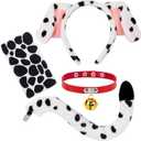Dalmatian Ears Headband Dog Costume Accessories Dog Tail Choker Felt Sticker Adult Halloween Party Dress Up