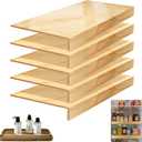Wire Shelf Covers for Closet & Pantry | Natural Solid Wood 8mm Thick | Wood Wire Rack 24x12 Inch | Tool-Free Removable Rustic Design (5 Pack, Includes 1 Small Wooden Tray)