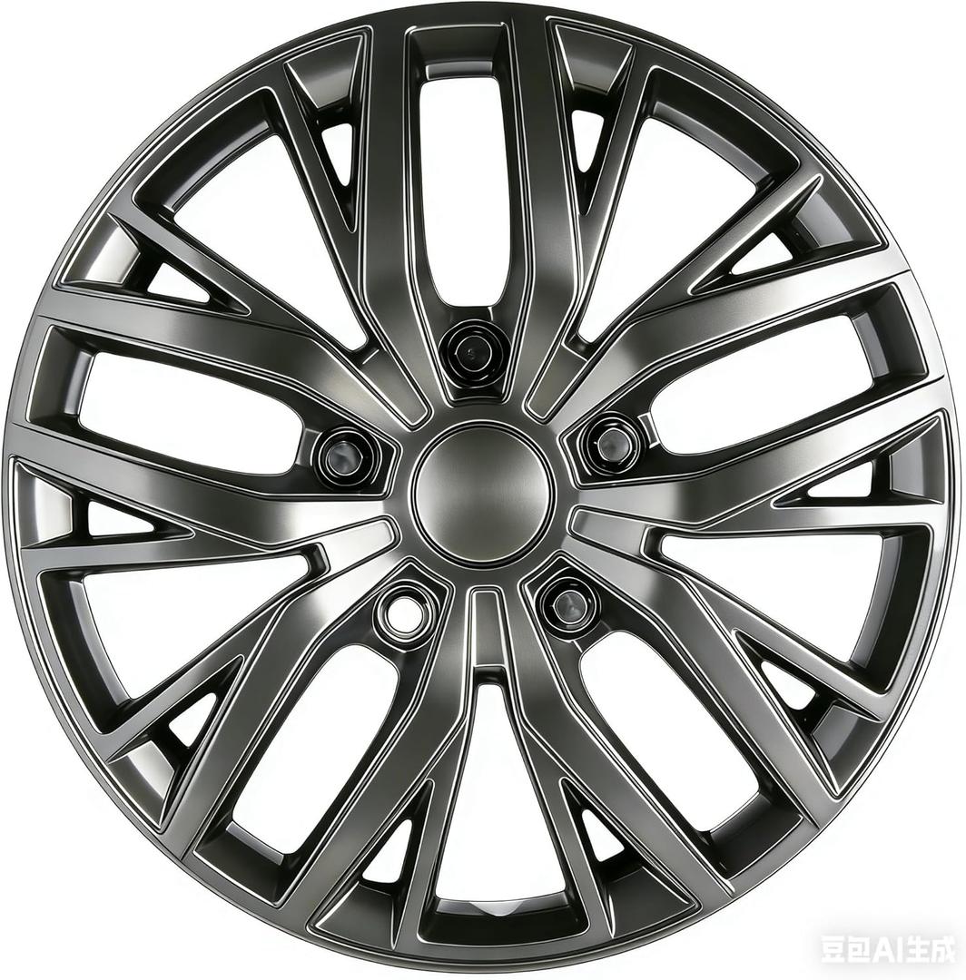 15-Inch ABS Hubcaps with Steel Rings & Adjusters, Patented Design, Universal Fit, Set of 4 Wheel Covers (Gunmetal Grey)