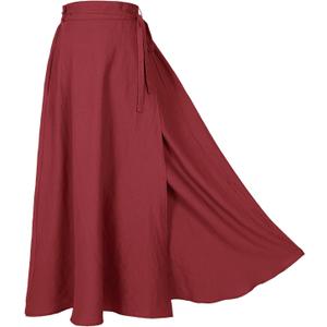 Women's Linen Wrap Skirt Casual Maxi Skirt Vintage A line Linen Skirt (Size Small, color Z2973rd)