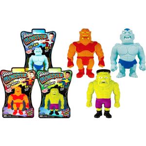 JA-RU Stretchy Monster Toy 3.5" Tall (3 Monsters Assorted) Halloween Action Figures Squish Pull Fidget. Calming Stress Toy for Kid & Boy Party Favor 4303-3s, Small