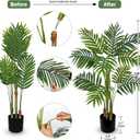 Hollyone Fake Palm Tree Decor 3FT with Planter Artificial Palm Tree Faux Tropical Areca Floor Plant in Pot with 3 Textured Trunks Silk Plant for Home Garden Outdoor Indoor Office Decor