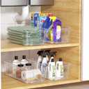 Clear Fridge Organizer, Refrigerator Organizer Bins with Handle, Freezer, Kitchen Cabinet, Pantry Organization, BPA Free Fridge Organizers (12.4 inch 2 Pack)