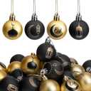 24 PCS Ramadan Ornament Ball, 1.57" Black Gold Eid Mubarak Hanging Balls, Ramadan Mubarak Ornaments for Islamic Muslim Tree Party Decor