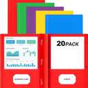 HABGP Two Pocket Folders with Prongs, 20 Pack Paper Folders with Pockets and 3 Prongs Fit Letter Size Paper, for Organizing Files in School, Office & Business (Assorted 5 Colors)