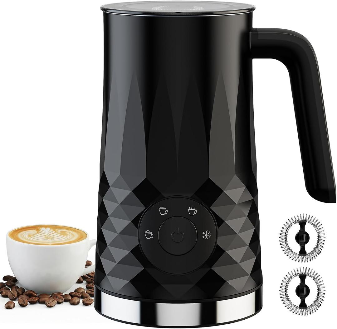 Milk Frother, 4 in 1 Electric Milk Steamer, 11.8oz/350m Automatic Warm and Cold Foam Maker for Coffee, Latte, Cappuccino, Hot Chocolate, Dishwasher Safe