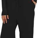 Women's 2 Piece Sets Fall Outfits Long Sleeve Wide Leg Tracksuits Casual Lounge Set Matching Sets (Large, Black(29" Inseam))