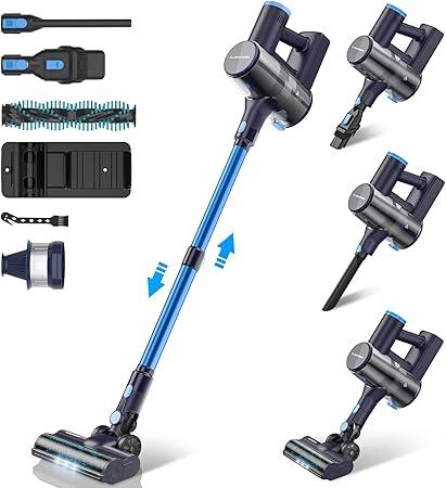 Cordless Vacuum Cleaner, Powerful 6-in-1 Lightweight Stick Vacuum Up to 45mins Runtime with Ultra-Large Capacity Battery, Rechargeable Handheld Vacuum for Hard Floor Pet Hair Home