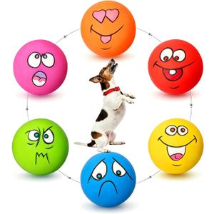 HOLYSTEED Latex Dog Squeaky Toys, Rubber Soft Small Dog Toys Chewing Squeaky Toy, Fetch Play Balls Toy for Puppy Small Pets 6pcs (Burger Shape Assorted Color)