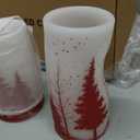 Eldnacele Christmas Flickering Flameless Candles with 6 Hour Timer, Red Christmas Tree Decal Battery Operated Real Wax LED Pillar Candles Home Tabletop Holiday Decor(3Pcs,3×4/5/6 Inches)