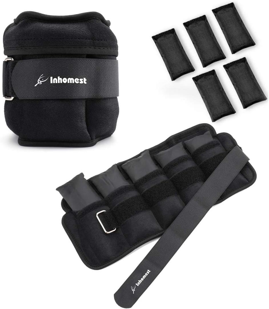 Adjustable Ankle Weights 1-5/10/12 Lbs Leg Weights for Men Women,Wrist Ankle Weights for Physical Therapy,Yoga Pilates,Workout,Walking,Jogging (Adjustable 5 Lb Set ( 2.5 Lb Each) - Black)
