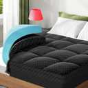 Dual Layer 3 Inch Memory Foam Mattress Topper King Size, 2 Inch Gel Memory Foam Plus 1 Inch Cooling Pillow Top Mattress Pad Cover, with 8-21 Inch Deep Pocket, Black